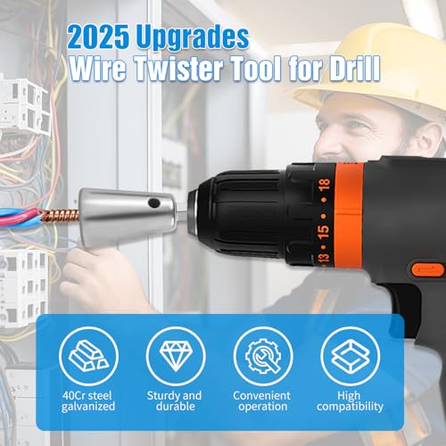 Hoiuter Wire Twister Tool for Drill, 2025 Upgrades Wire Nut Twister for Drill Profession Electricians Tool, 6MM Hex Shank Cable Wire Twisting Tool Wire Twister Wire Connector for 9-22 AWG (2pcs) - Image 2