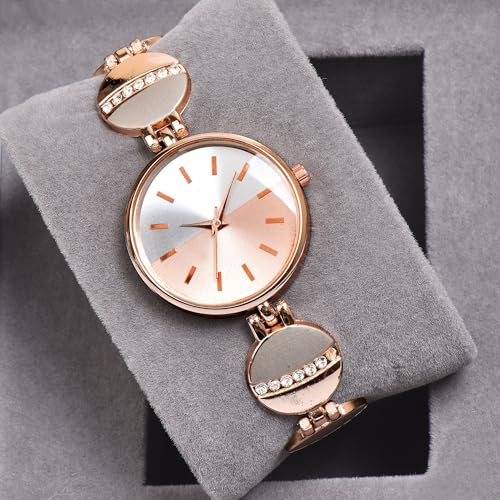 SWADESI STUFF Women's Round Dial Casual Elegant Rose Gold Stainless Steel Strap Quartz Watch (Rose Gold) - Image 3