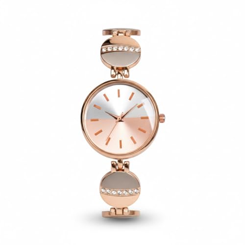 SWADESI STUFF Women's Round Dial Casual Elegant Rose Gold Stainless Steel Strap Quartz Watch (Rose Gold) - Image 1