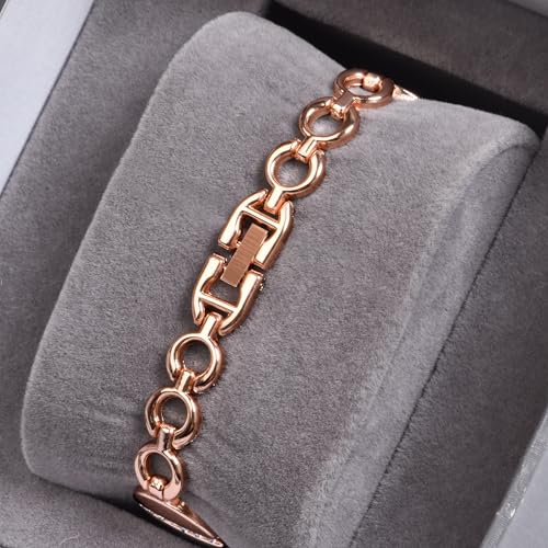 SWADESI STUFF Women's Round Dial Casual Elegant Rose Gold Stainless Steel Strap Quartz Watch (Rose Gold) - Image 5