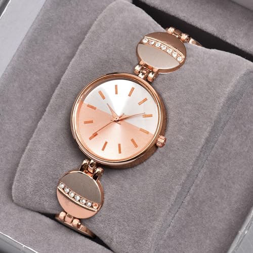 SWADESI STUFF Women's Round Dial Casual Elegant Rose Gold Stainless Steel Strap Quartz Watch (Rose Gold) - Image 4