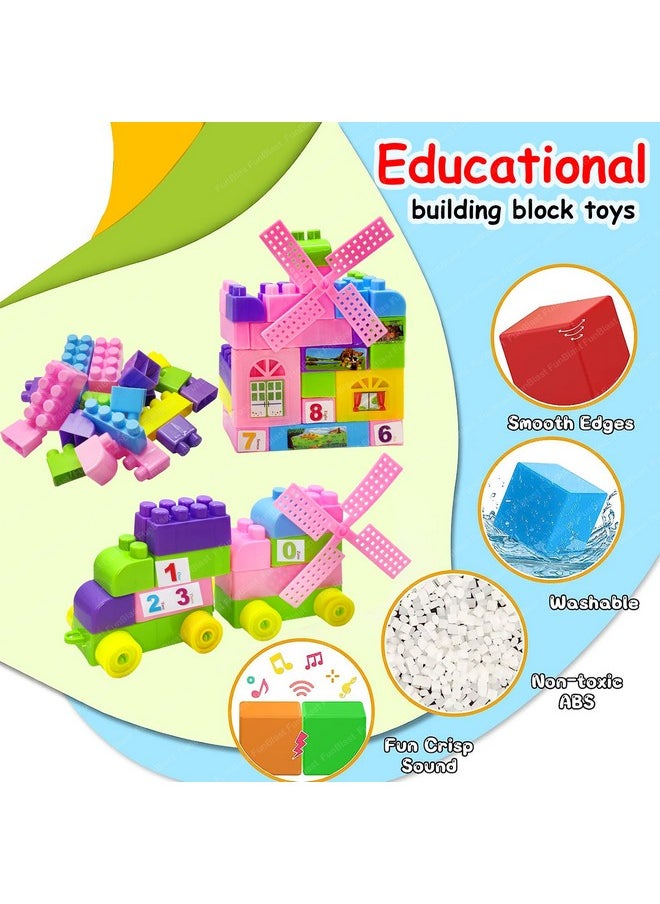 FunBlast FunBlast Building Blocks for Kids - 47 Pcs DIY Plastic Building Blocks with Wheels for Kids, Colorful Interlocking Blocks for 3+ Years Kids, Girls & Boys (Multicolor)  - Image 3