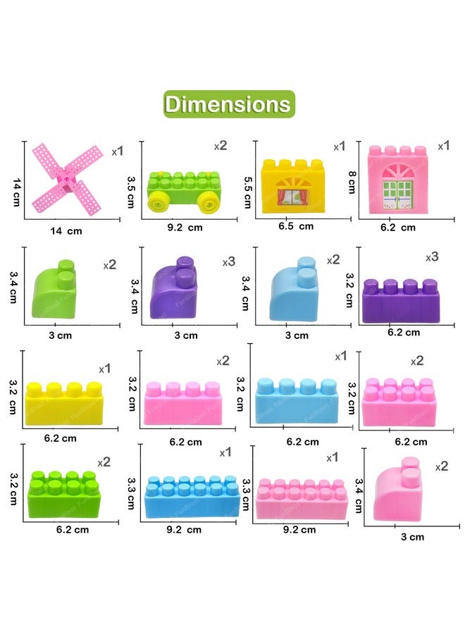 FunBlast FunBlast Building Blocks for Kids - 47 Pcs DIY Plastic Building Blocks with Wheels for Kids, Colorful Interlocking Blocks for 3+ Years Kids, Girls & Boys (Multicolor)  - Image 2