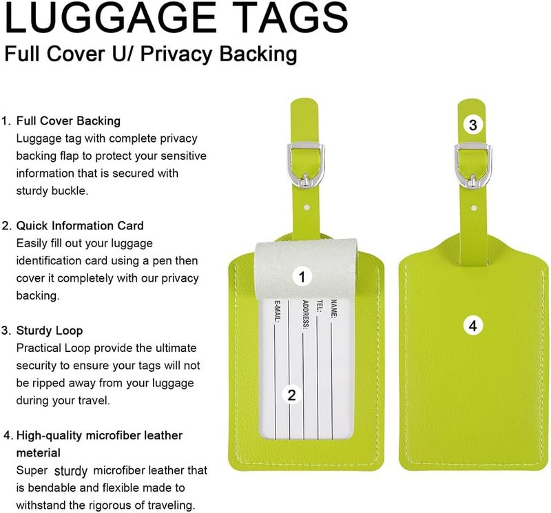 Vigorport Luggage Tags, Leather Personalized Suitcase Tag Set Luggage id Tags Labels Travel Accessories - Image 3