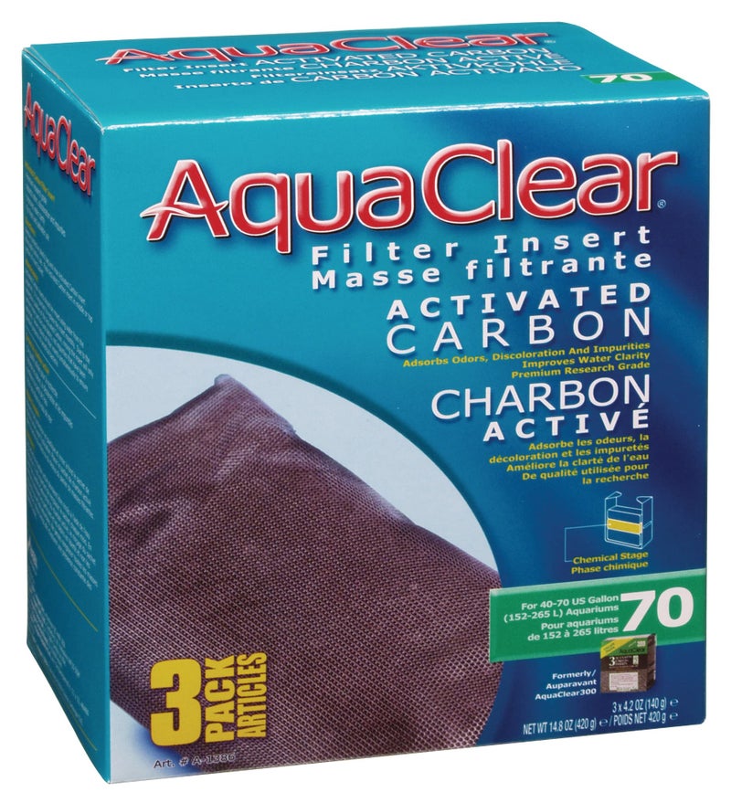 Fluval AquaClear 70 Activated Carbon Inserts, Aquarium Filter Replacement Media, 3-Pack, A1386 , White - Image 1