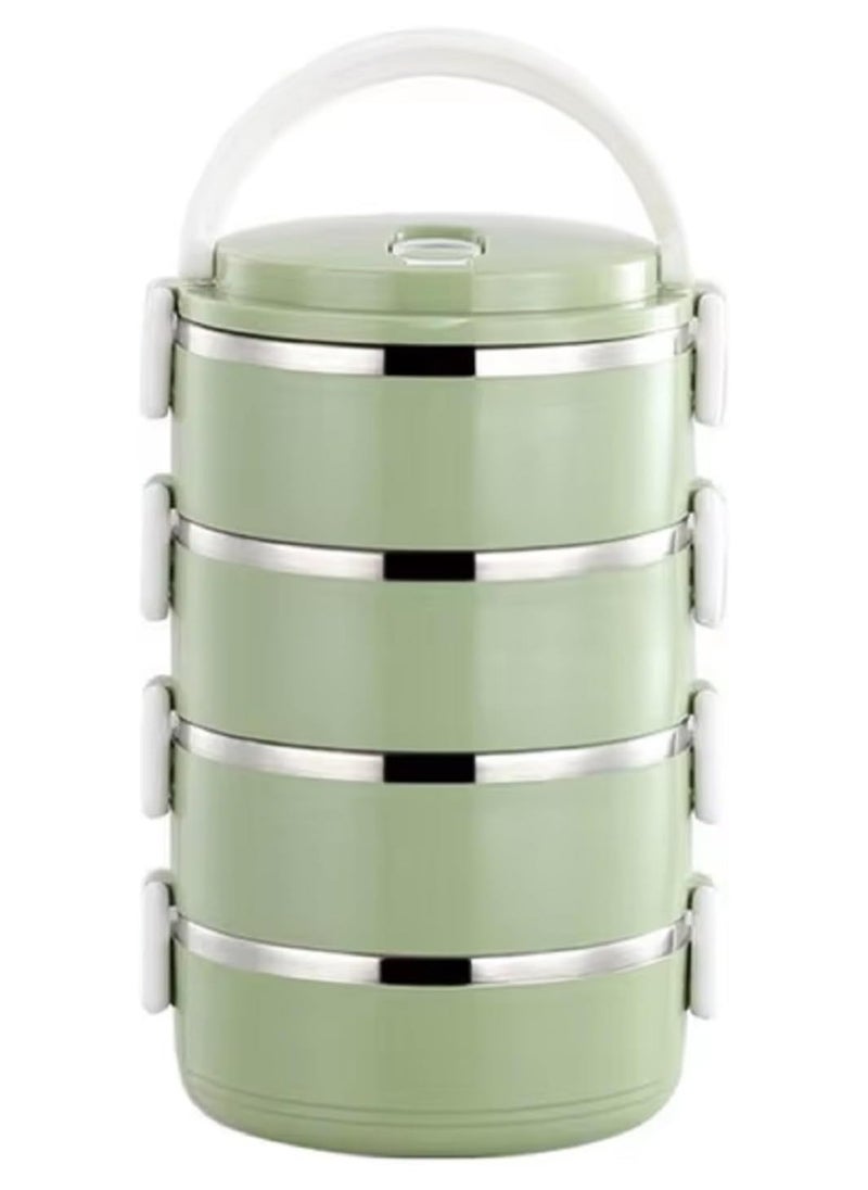 LIMITLESS 4 Stackable Lunch Box, Portable Stainless Steel Bento Box Food Storage Portable Thermal Cylinder With Silicone Sealing Ring Design, for Workers, Picnic, School, Office (Green)  - Image 1