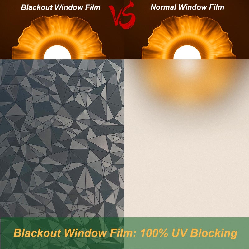 Niviy Blackout Window Film with Installation Tools Static Cling 100% Light Blocking Room Darkening, Heat Control Removable Window Tint for Home, Black Out Window Cover 17.7" by 78.7" - Image 3