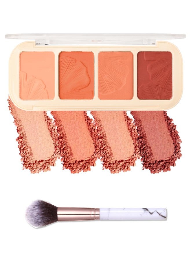 LYSdefeu Matte Face Blush Palette Kit with Brush-4 Colors Pink Purple Orange Silky Mineral Blendable Blusher Contour Powder for Cheeks,Longlasting Professional Facial Beauty Makeup Gift for Women Girl-Set 02 - Image 1
