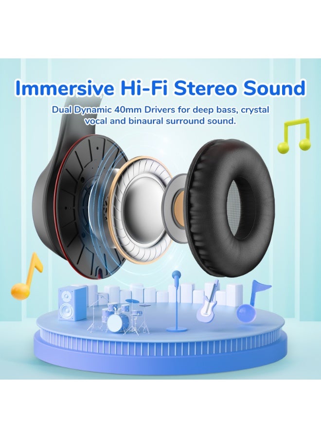 إيرفن سماعات EarFun K3 للأطفال فوق الأذن مزودة بميكروفون، محدد مستوى صوت آمن 85/94 ديسيبل، صوت ستيريو عالي الدقة، منفذ 3.5 مم، تصميم سلكي قابل للطي، مناسبة للمدرسة والسفر والأولاد والبنات والتابلت والآيباد. - Image 5