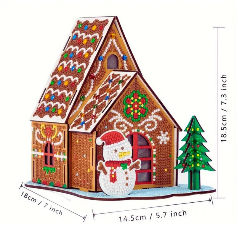 Party Ready 3D Diamond Painting Gingerbread House Christmas Cabin Kit â€“ DIY Holiday DÃ©cor, Full Drill Mosaic Art, Festive Craft Kit (Gingerbread House) - Image 4