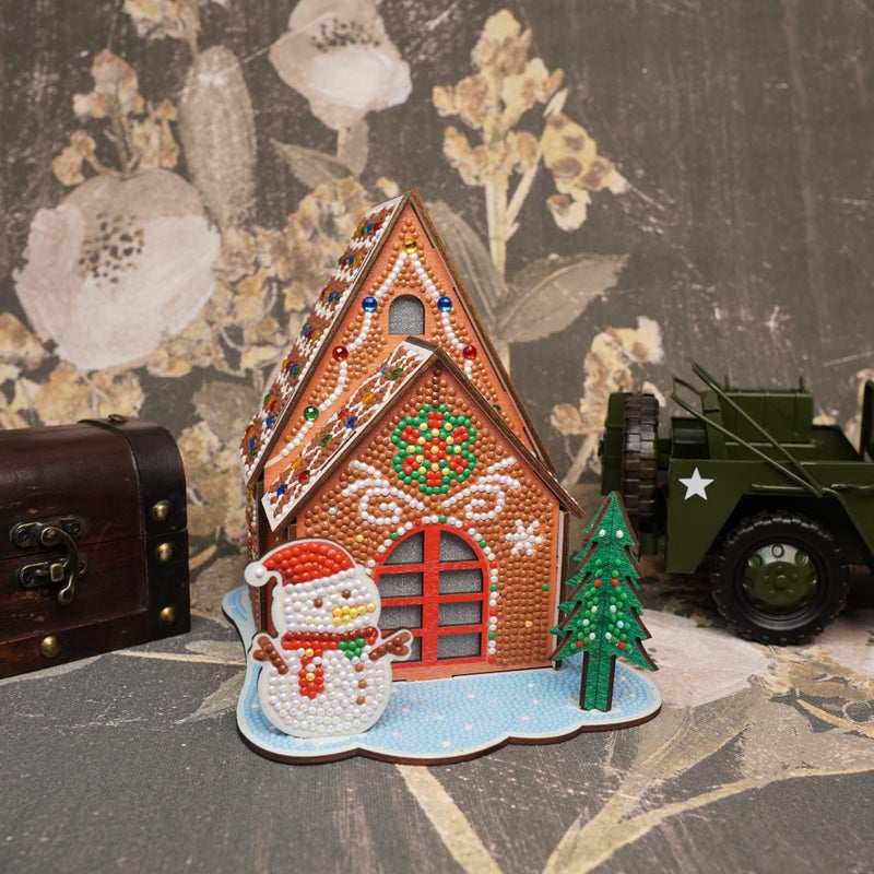 Party Ready 3D Diamond Painting Gingerbread House Christmas Cabin Kit â€“ DIY Holiday DÃ©cor, Full Drill Mosaic Art, Festive Craft Kit (Gingerbread House) - Image 5