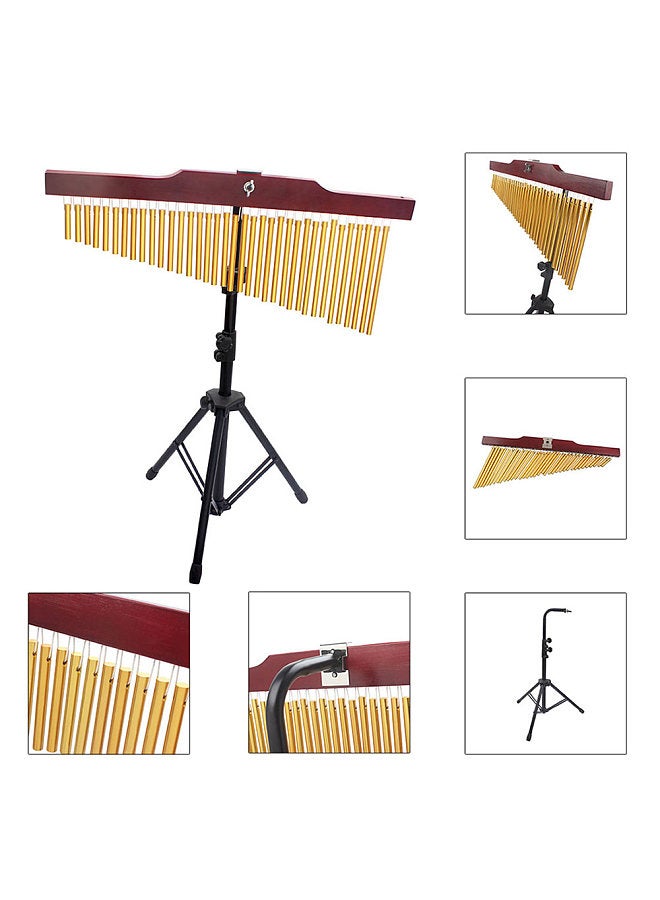 Generic 36 Bells Barchime Chime Bar Wind Chime Gold Single-Row Solid Aluminum Alloy Bar Chimes Windchime Wooden Bar Musical Percussion Instrument with Adjustable Mounting Stand  - Image 4
