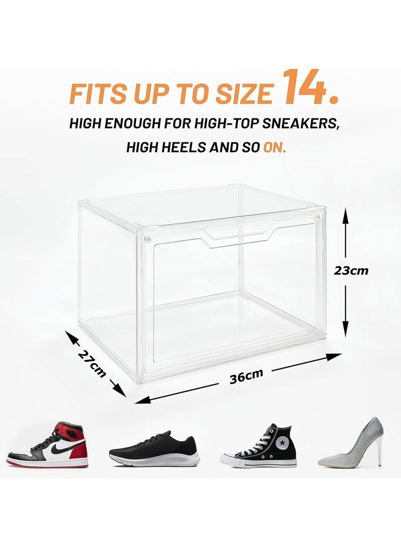 TOMSHOO Foldable Shoe Box Foldable Shoe Rack with Clear Door for Entryway Collapsible Storage Box Plastic Shoe Storage Cabinet Organizer Free Standing Shoes Container Dustproof (Clear 12PCS) - Image 2