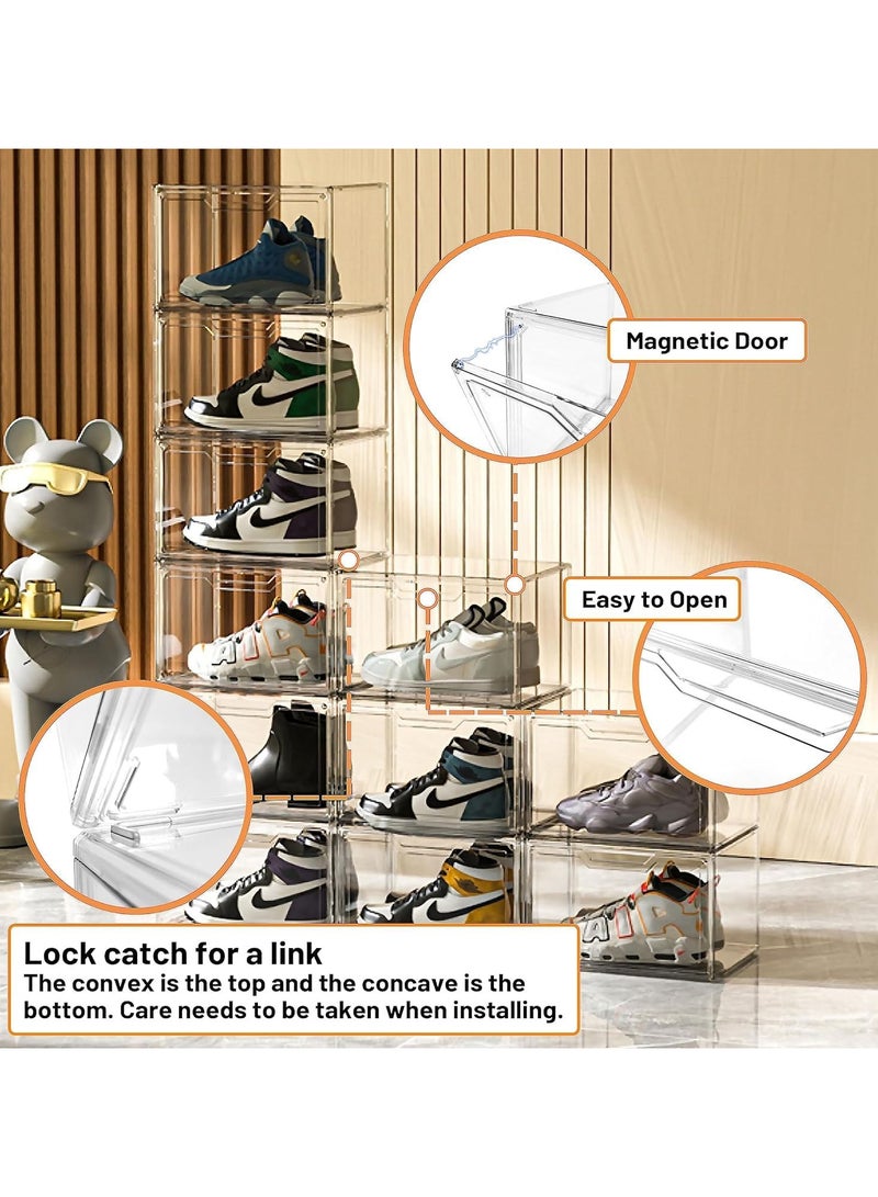 TOMSHOO Foldable Shoe Box Foldable Shoe Rack with Clear Door for Entryway Collapsible Storage Box Plastic Shoe Storage Cabinet Organizer Free Standing Shoes Container Dustproof (Clear 12PCS) - Image 4