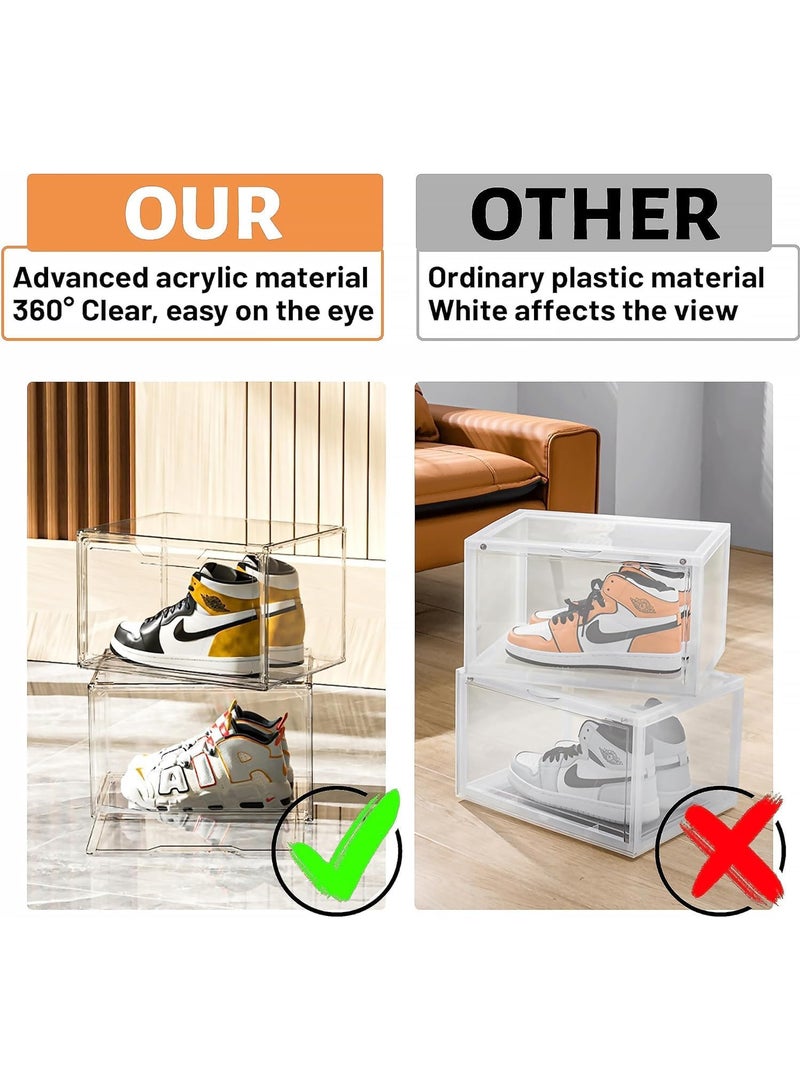 TOMSHOO Foldable Shoe Box Foldable Shoe Rack with Clear Door for Entryway Collapsible Storage Box Plastic Shoe Storage Cabinet Organizer Free Standing Shoes Container Dustproof (Clear 12PCS) - Image 5