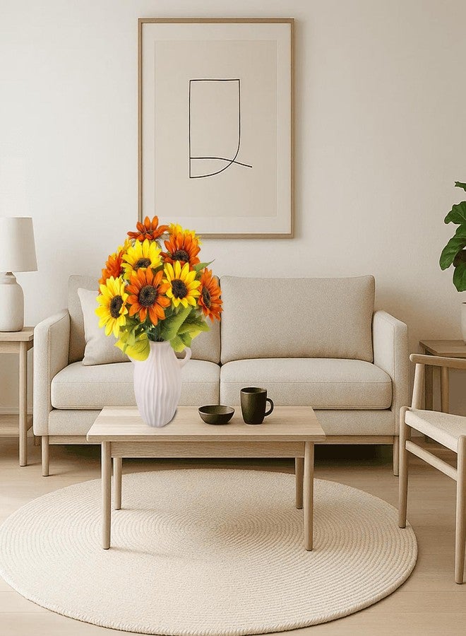Elecxlink 10 Pack Sunflowers Artificial Flowers - Realistic Fake Sunflowers for Home Decor, UV Resistant Silk Flowers for Wedding Centerpieces Farmhouse Office Outdoor Decoration (5 Yellow & 5 Orange) - Image 4