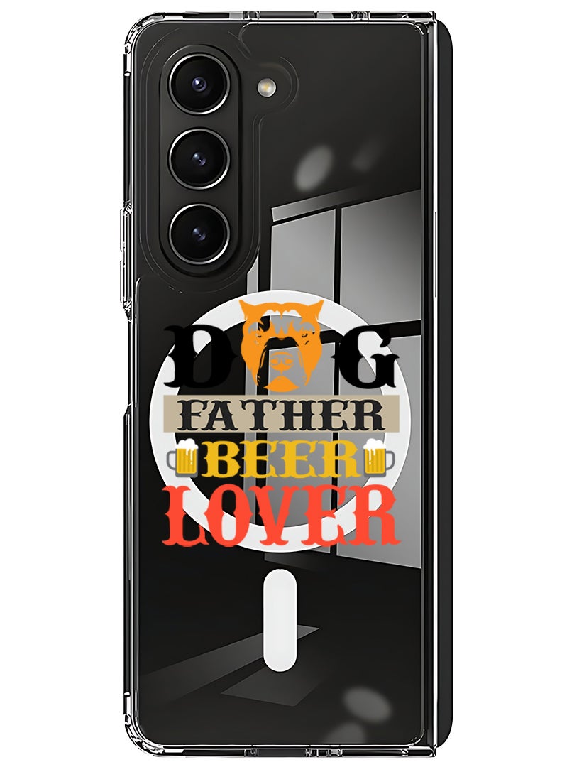 Theodor Magnetic Case for Samsung Galaxy Z Fold 5 Compatible with MagSafe Wireless Charging, Shockproof Phone Bumper Cover Dog mom - Image 1