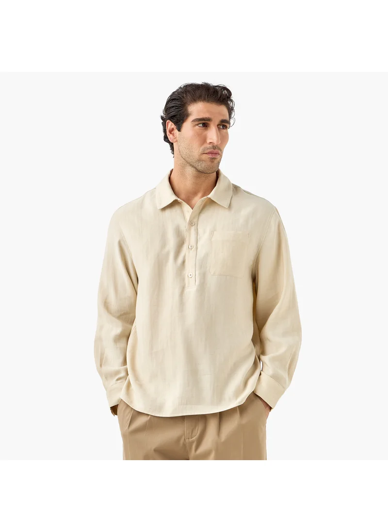 Iconic Iconic Regular Fit Collared Shirt with Chest Pocket