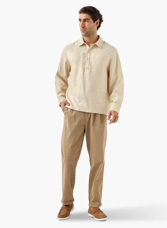 Iconic Iconic Regular Fit Collared Shirt with Chest Pocket