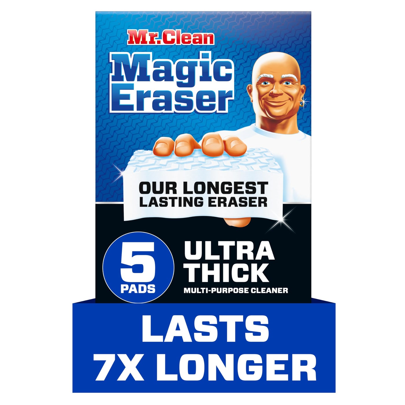 Mr Clean Mr. Clean Magic Eraser Ultra Thick Multi Purpose Cleaner, Bathroom Cleaning Supplies, Magic Eraser Sponge Multi Surface Cleaner, 5ct