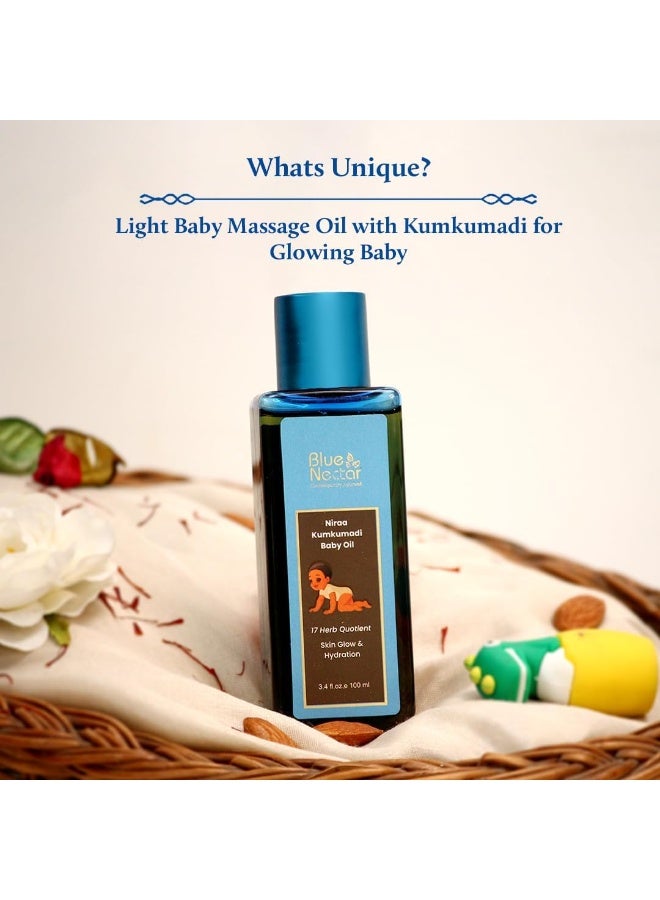 Blue Nectar Baby Oil with Pure Kumkumadi Oil for Glow & Hydration - Image 2