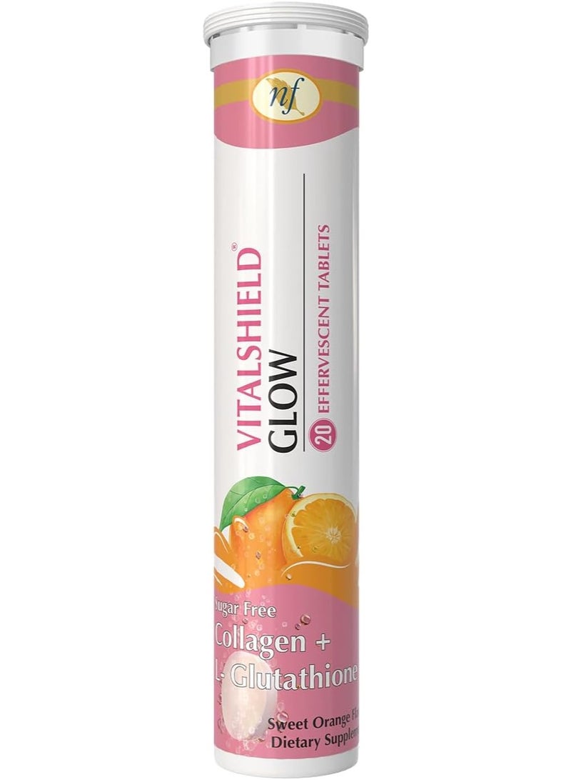 Natural Fervor Vitashield Glow Effervescent Tablets with Collagen & L-Glutathione – 20 Tablets