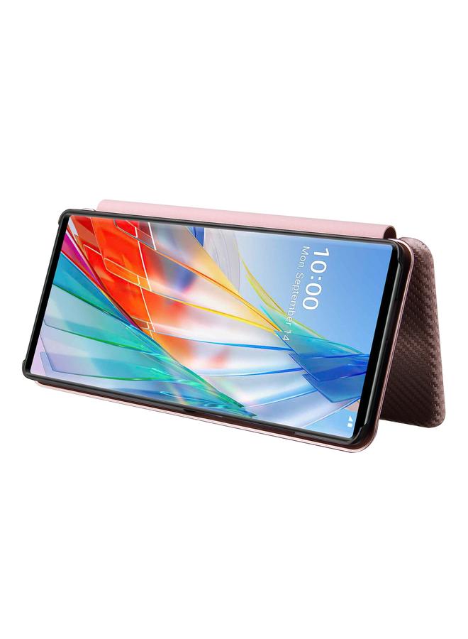 S-TOP Case For LG Wing 5G Carbon Fiber Texture Horizontal Flip TPU + PC + PU Leather Case with Card Slot - Image 3