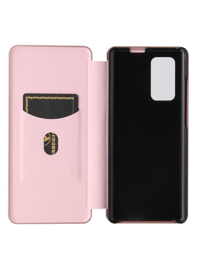 S-TOP Case For LG Wing 5G Carbon Fiber Texture Horizontal Flip TPU + PC + PU Leather Case with Card Slot - Image 4