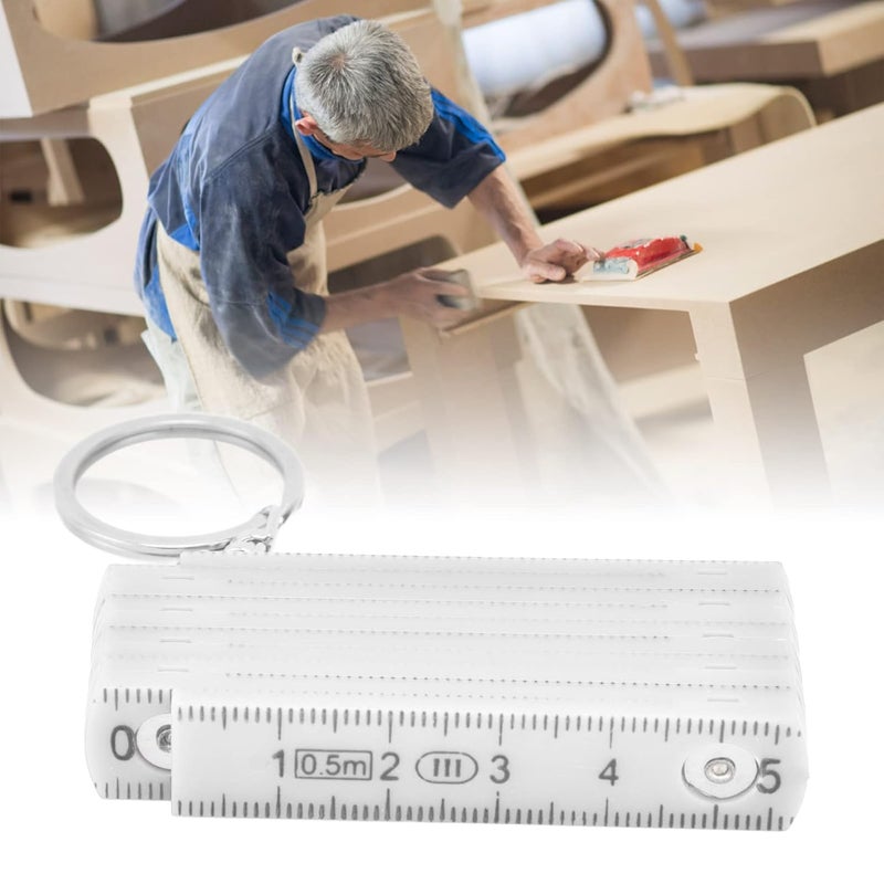 AQXREIGHT 2Pcs White ABS Folding Ruler 0.5m Portable Foldable Ruler for Carpentry Tile Laying - Image 5