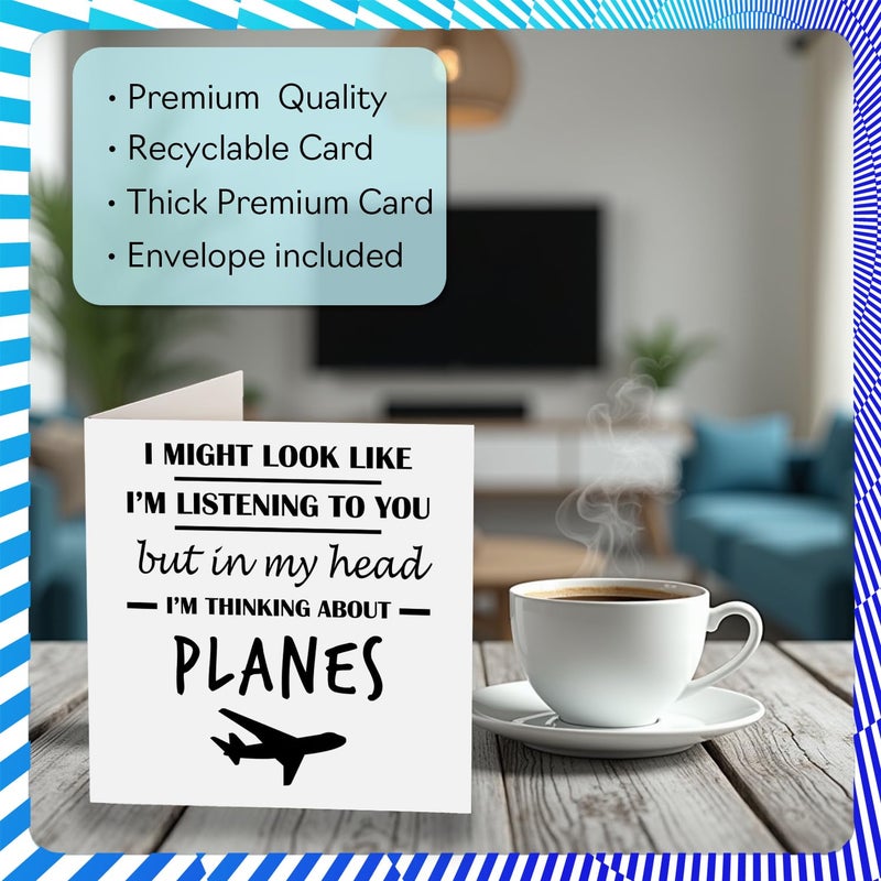 Stuff4 Planes Birthday Card for Men Women - In my Head - Happy Birthday Card for Uncle Nanny Colleague Grandma  5.7 Inch Bday Greeting Cards - Image 3