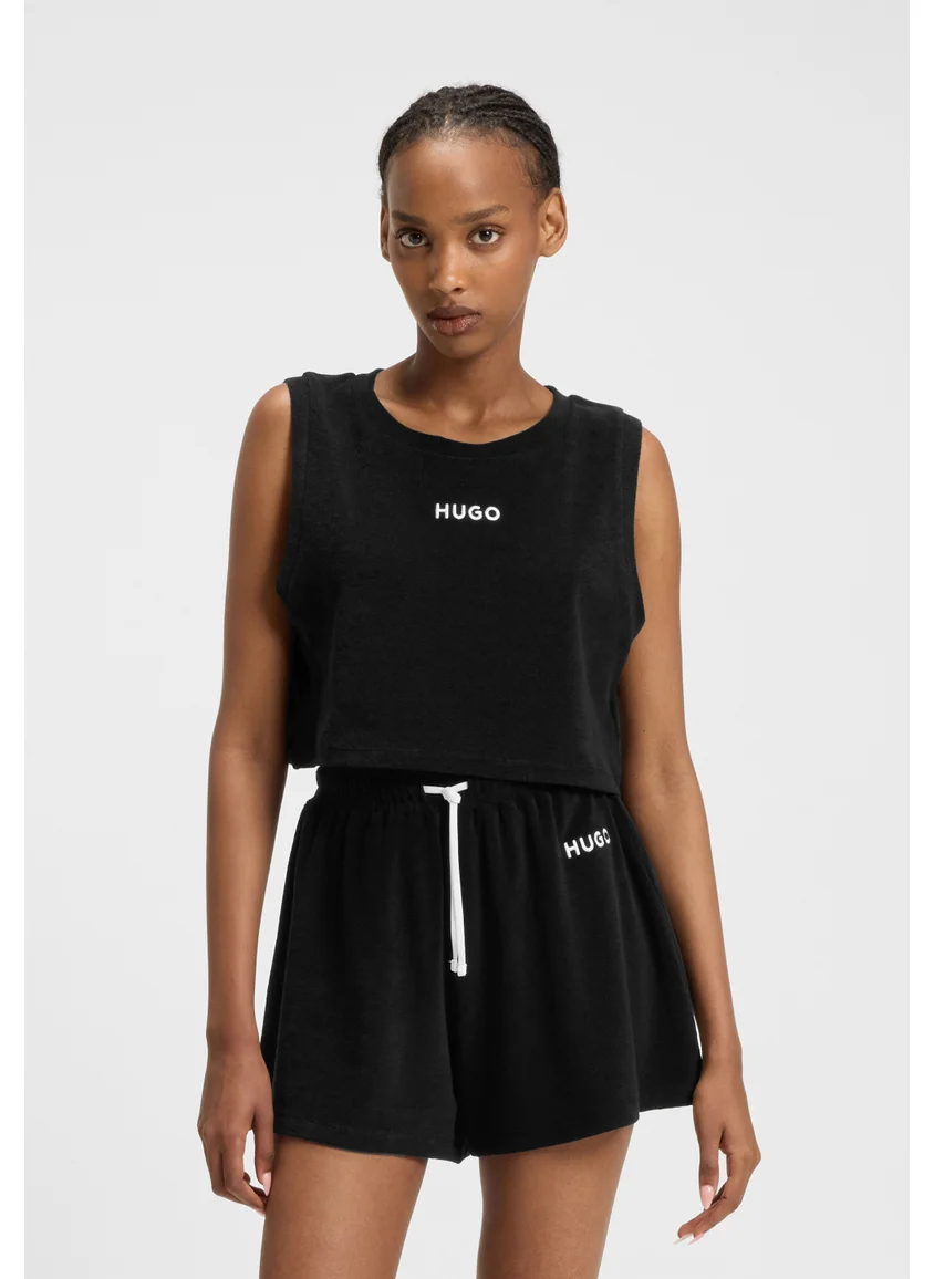 HUGO Cropped cotton-blend vest top with logo detail