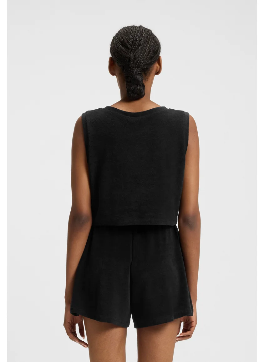 HUGO Cropped cotton-blend vest top with logo detail