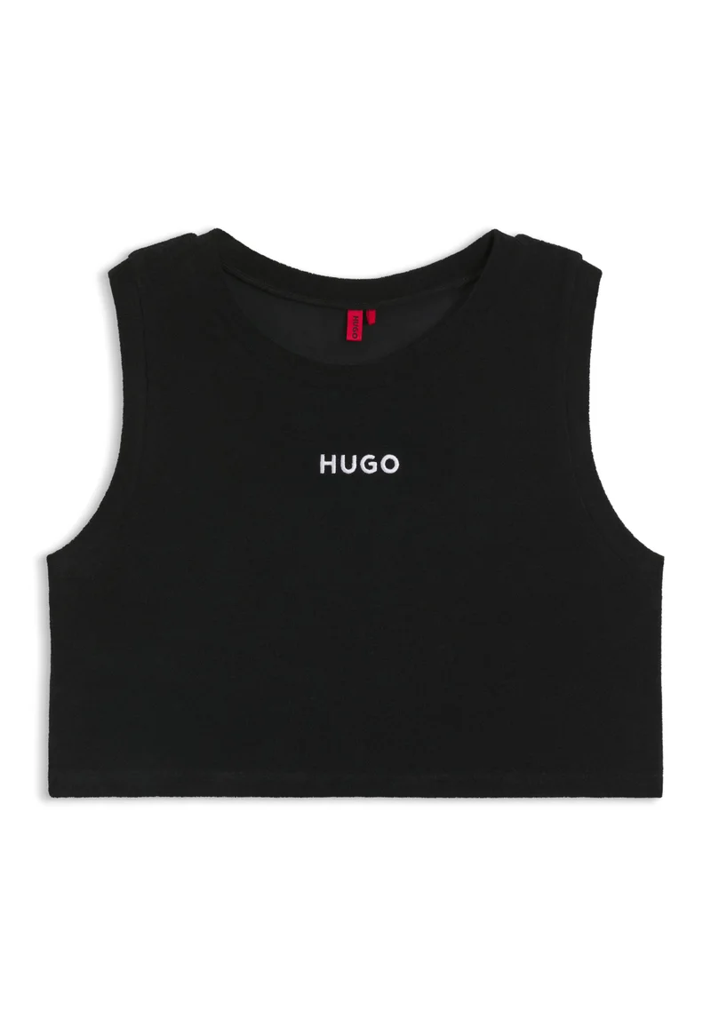 HUGO Cropped cotton-blend vest top with logo detail