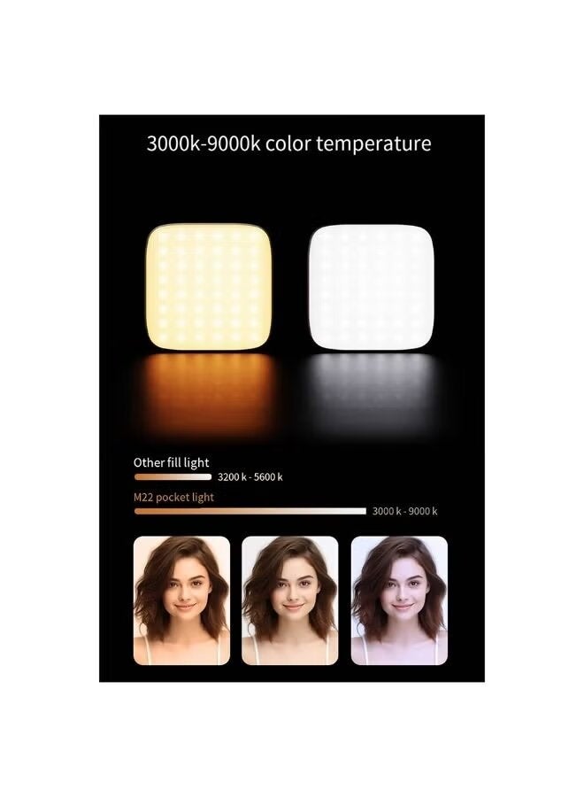 RGB M22 ضوء جيب مغناطيسي RGB LED للإضاءة لكاميرا الهاتف المحمول، سيلفي، بث الفيديو، تسجيل مباشر، تصوير، قابل للتعديل في السطوع - Image 3