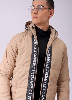 Men Slim Fit Graphic Puffer Jackets