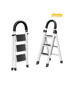 SUNRISE Folding 3 Step Ladder, Step Stool, Portable, Lightweight, Anti Slip Pedal, Handrail For Home Kitchen Office  - Image 1