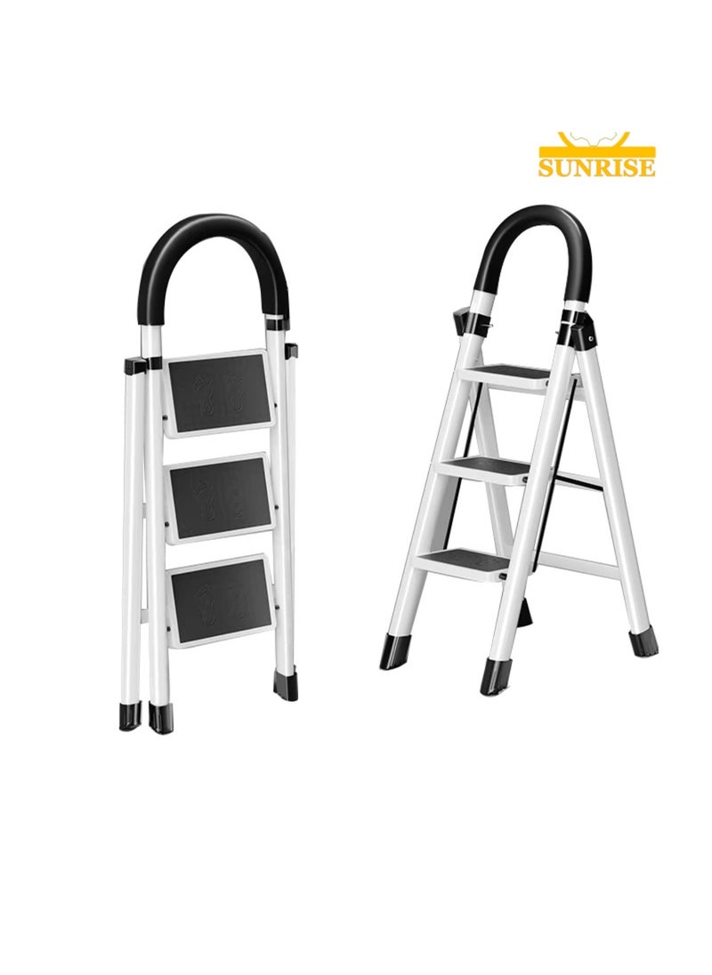 SUNRISE Folding 3 Step Ladder, Step Stool, Portable, Lightweight, Anti Slip Pedal, Handrail For Home Kitchen Office  - Image 1