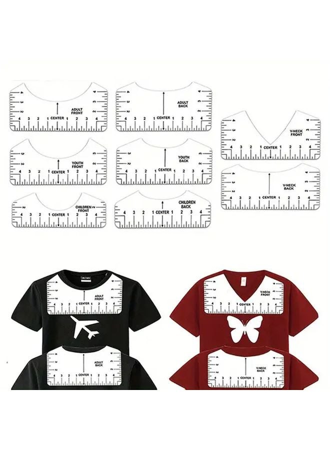 8pcs White T Shirt Alignment Tool Ruler Guide For Heat Press Vinyl HTV - Image 1
