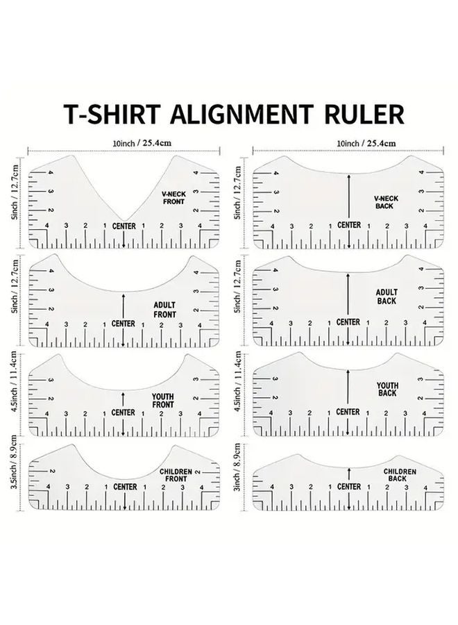 8pcs White T Shirt Alignment Tool Ruler Guide For Heat Press Vinyl HTV - Image 3