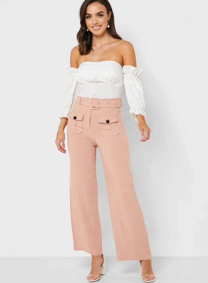 ELLA Belted Wide Leg Utility Pants