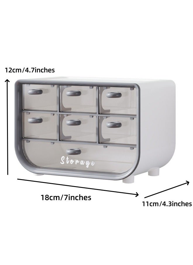 Generic Dustproof Plastic Desktop Storage Box with Drawer Multi-functional Desk Organizer,Cosmetic Organizer Storage Case,Office Stationery Storage Cabinet, Bathroom Desktop Drawer Cabinet, Desktop Storage Box for Office Home,18x11x12cm  - Image 2
