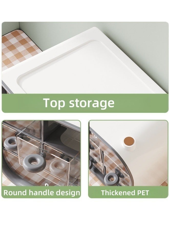 Generic Dustproof Plastic Desktop Storage Box with Drawer Multi-functional Desk Organizer,Cosmetic Organizer Storage Case,Office Stationery Storage Cabinet, Bathroom Desktop Drawer Cabinet, Desktop Storage Box for Office Home,18x11x12cm  - Image 3
