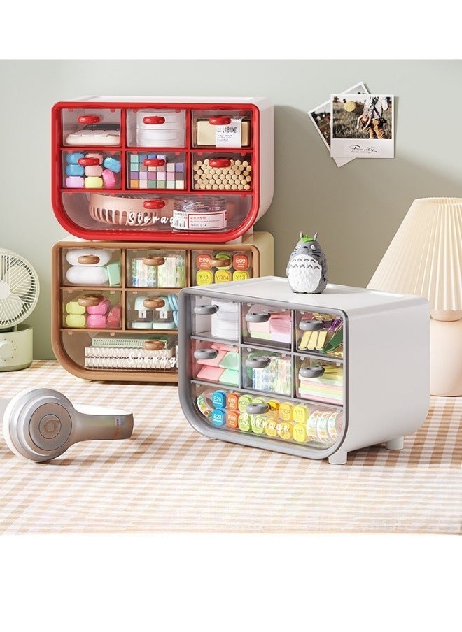 Generic Dustproof Plastic Desktop Storage Box with Drawer Multi-functional Desk Organizer,Cosmetic Organizer Storage Case,Office Stationery Storage Cabinet, Bathroom Desktop Drawer Cabinet, Desktop Storage Box for Office Home,18x11x12cm  - Image 5