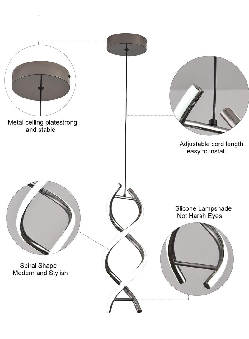 Ganeed Led Pendant Lights Kitchen Island,24W 6000K Cold White Light Modern Integrated LED Hanging Lamp, Adjustable Island Light Fixture for Living Room Bedroom Kitchen Sink Black - Image 5