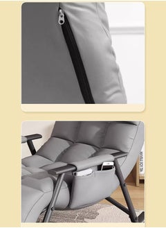 Aikenn Rocking Chair Patio Rocking Chair with Side Pockets Modern Lounge Chair for Balcony Outdoor Rocking Chair with Armrests Adjustable Backrest Height(Gray)  - Image 5