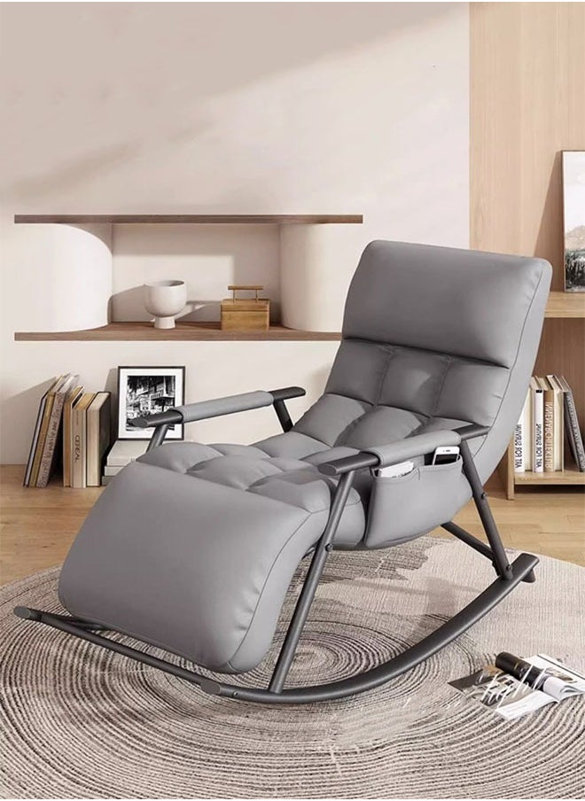 Aikenn - Rocking Chair Patio Rocking Chair with Side Pockets Modern Lounge Chair for Balcony Outdoor Rocking Chair with Armrests Adjustable Backrest Height(Gray) - Image 1