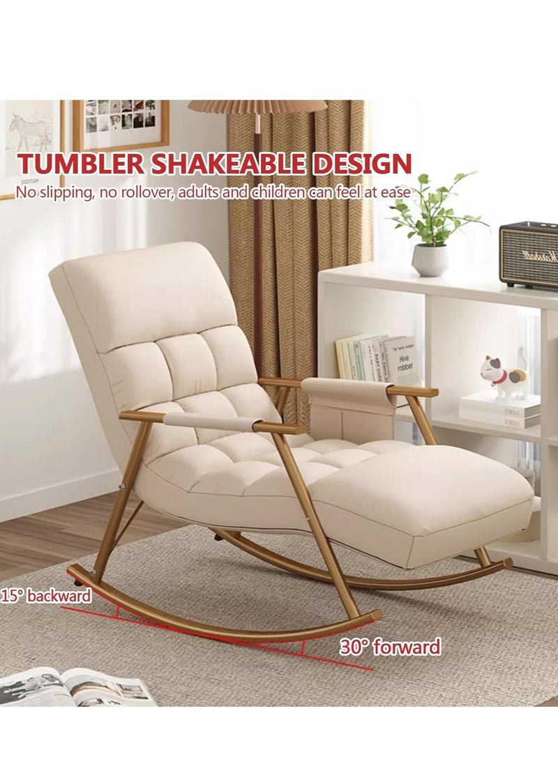 Aikenn - Rocking Chair Patio Rocking Chair with Side Pockets Modern Lounge Chair for Balcony Outdoor Rocking Chair with Armrests Adjustable Backrest Height(Gray) - Image 1
