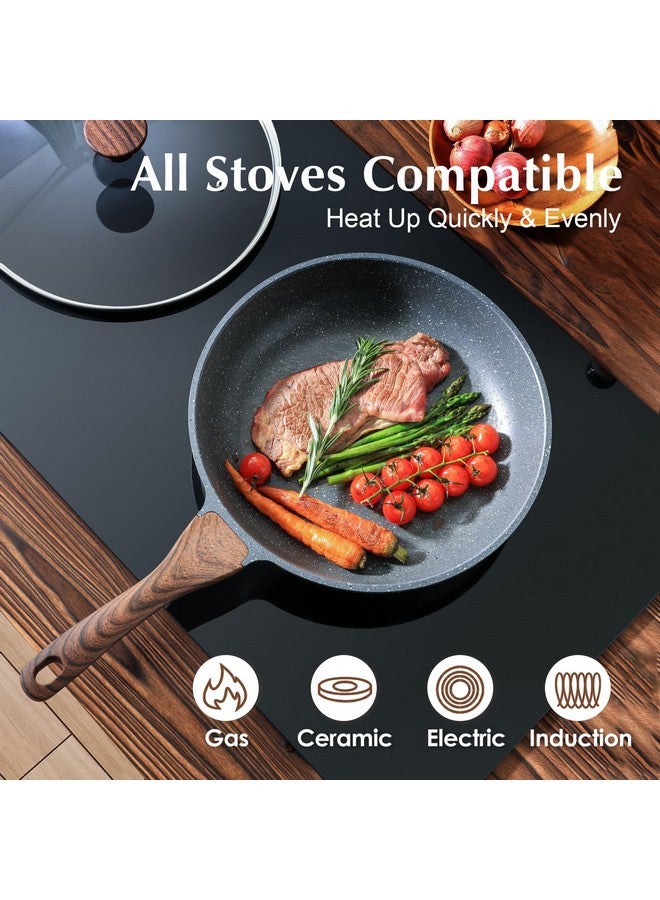 SENSARTE Nonstick Frying Pan Skillet with Lid, Omelet Pan with Cover, Healthy Egg Pan Chef's Pan, Kitchen Cooking Pan, PFOA Free (8inch + Glass Lid)