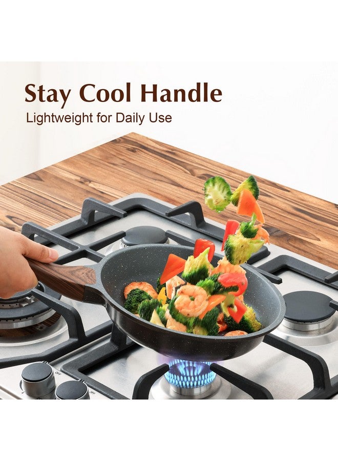 SENSARTE Nonstick Frying Pan Skillet with Lid, Omelet Pan with Cover, Healthy Egg Pan Chef's Pan, Kitchen Cooking Pan, PFOA Free (8inch + Glass Lid)