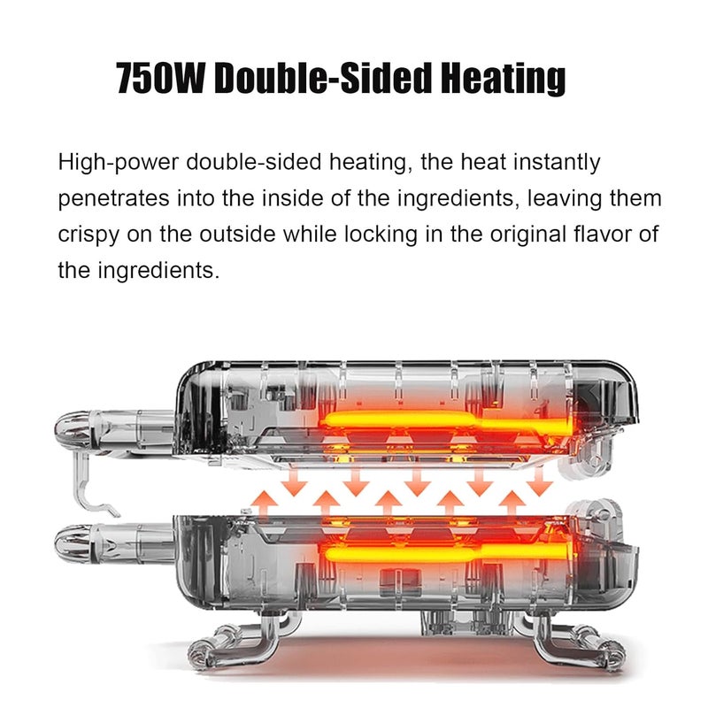 Ketumal Ketumal Waffle Sandwich Breakfast Machine Multifunctional Waffle Heating Machine for Household Toaster 750W Panini Press Grill Bread Toaster for Breakfast Lunch Desserts Home Camping - Image 4